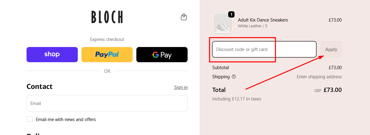 How to activate a BLOCH promo code